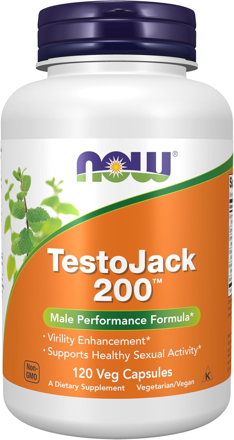 NOW Foods Supplements, TestoJack™ 200 with Tongkat Ali, Tribulus, Maca and Horny Goat Weed, 120 Veg Capsules