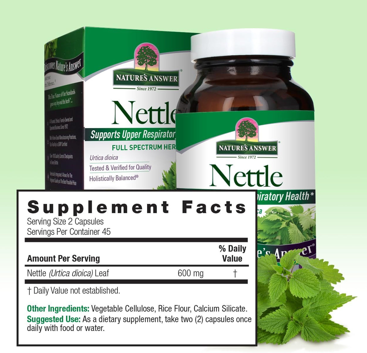 Nature&#39;s Answer Nettle Leaf Vegan Capsules 90 Count | Prostate Support | Natural Energy | Immune Support | Daily Supplement