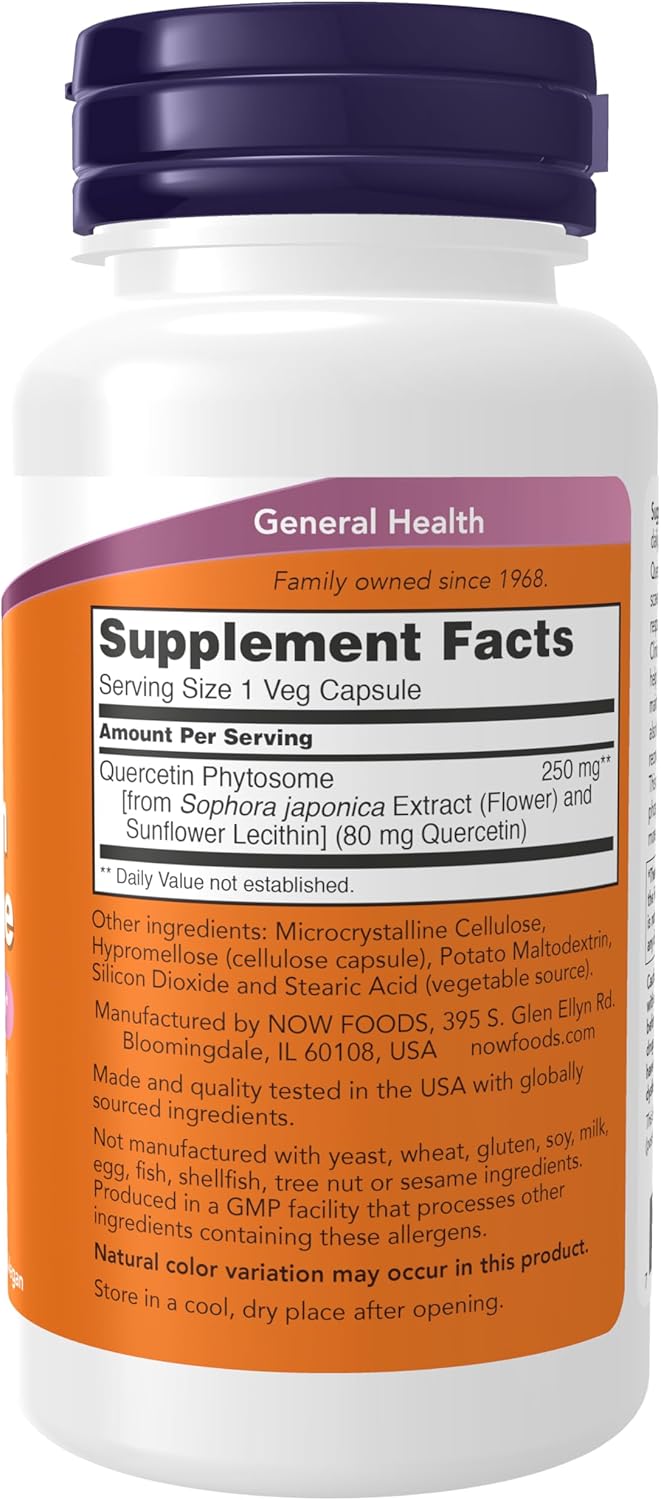NOW Foods Supplements, Quercetin Phytosome 250mg, Balanced Immune System, 90 Vcaps