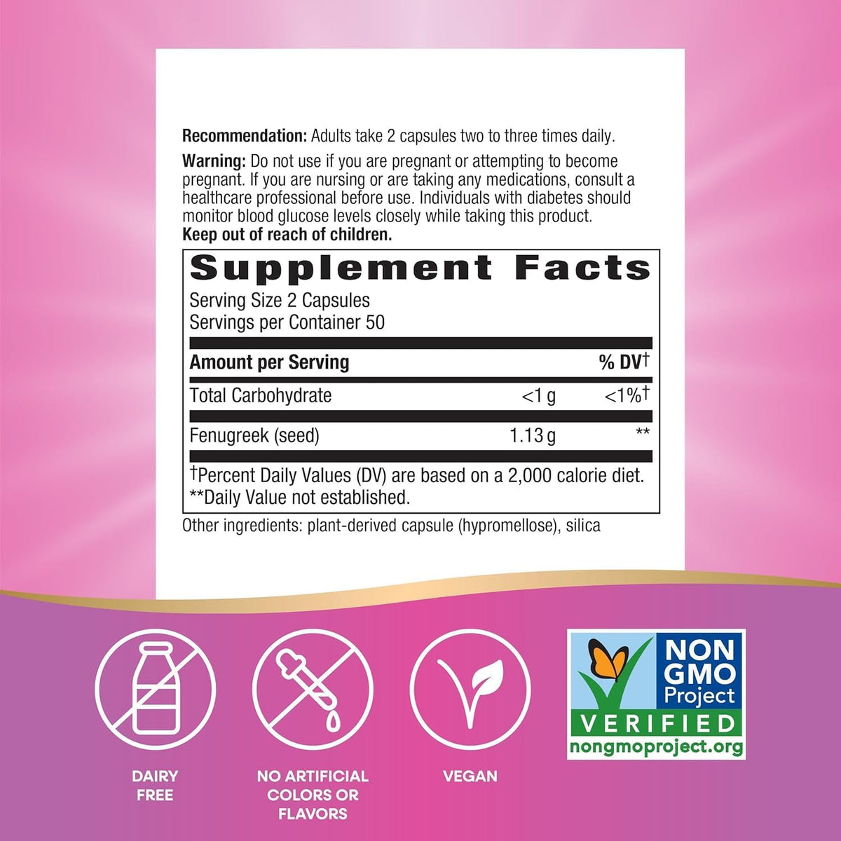 Nature&#39;s Way Fenugreek Seed, 1220 mg, 100 Vegan Capsules