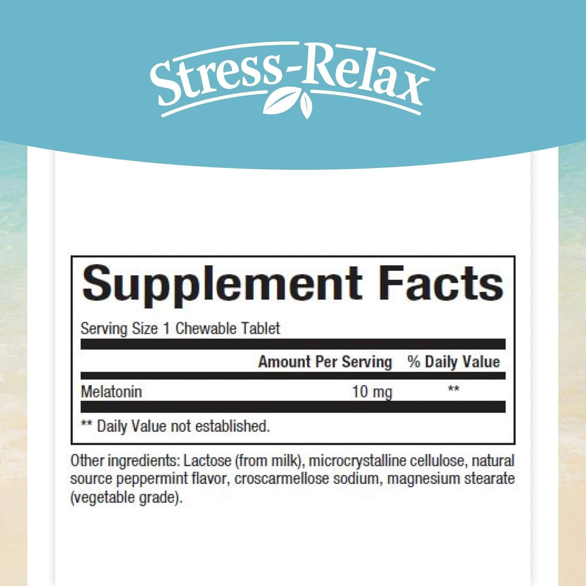 Stress-Relax Melatonin 10 mg by Natural Factors, Natural Sleep Aid, Resets the Sleep-Wake Cycle, 60 chewable tablets (60 servings), Peppermint Flavor