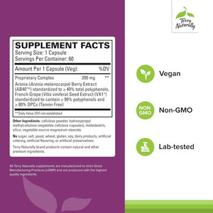 Terry Naturally Aronia Berry Complex - Antioxidant Support Supplement with Grape Seed Extract - Dietary Supplement Formula to Support Healthy Heart Function - 60 Capsules (60 Servings)