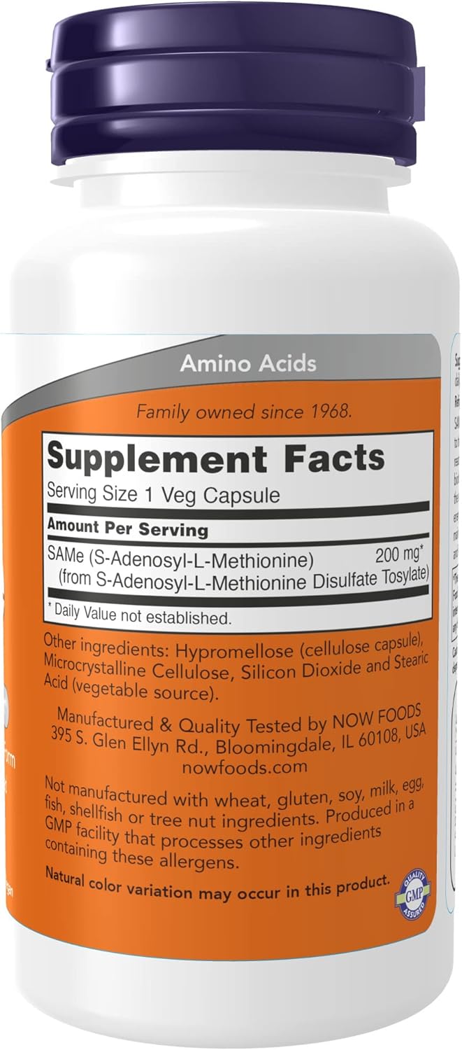 NOW Supplements, Same (S-Adenosyl-L-Methionine)200 mg, Nervous System Support*, 60 Veg Capsule