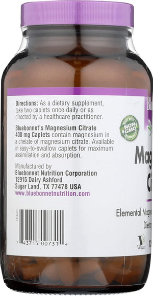 Bluebonnet Nutrition, Magnesium Citrate, 120 Capsules