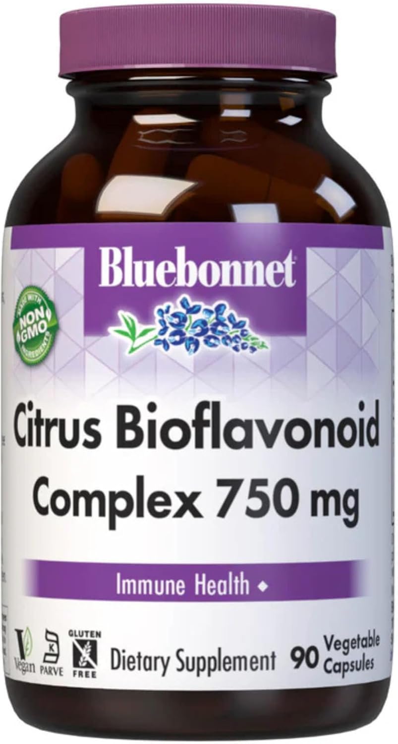 Bluebonnet Citrus Bioflavonoid Complex 750 mg Immune System Support - Hesperidin Citrus Bioflavonoids from Oranges Lemons Grapefruit &amp; Limes - Non-GMO, Vegan, Gluten-Free - 90 Veggie Capsules