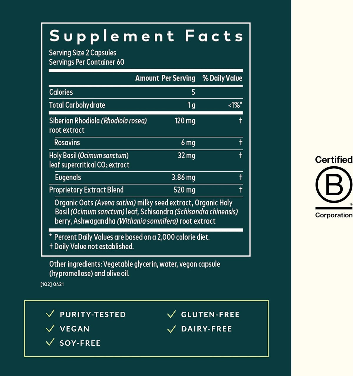 Gaia Herbs Adrenal Health Daily Support - with Ashwagandha, Holy Basil & Schisandra - Herbal Supplement to Help Maintain Healthy Energy & Stress Levels - 120 Vegan Liquid Phyto-Capsules (120 Count)