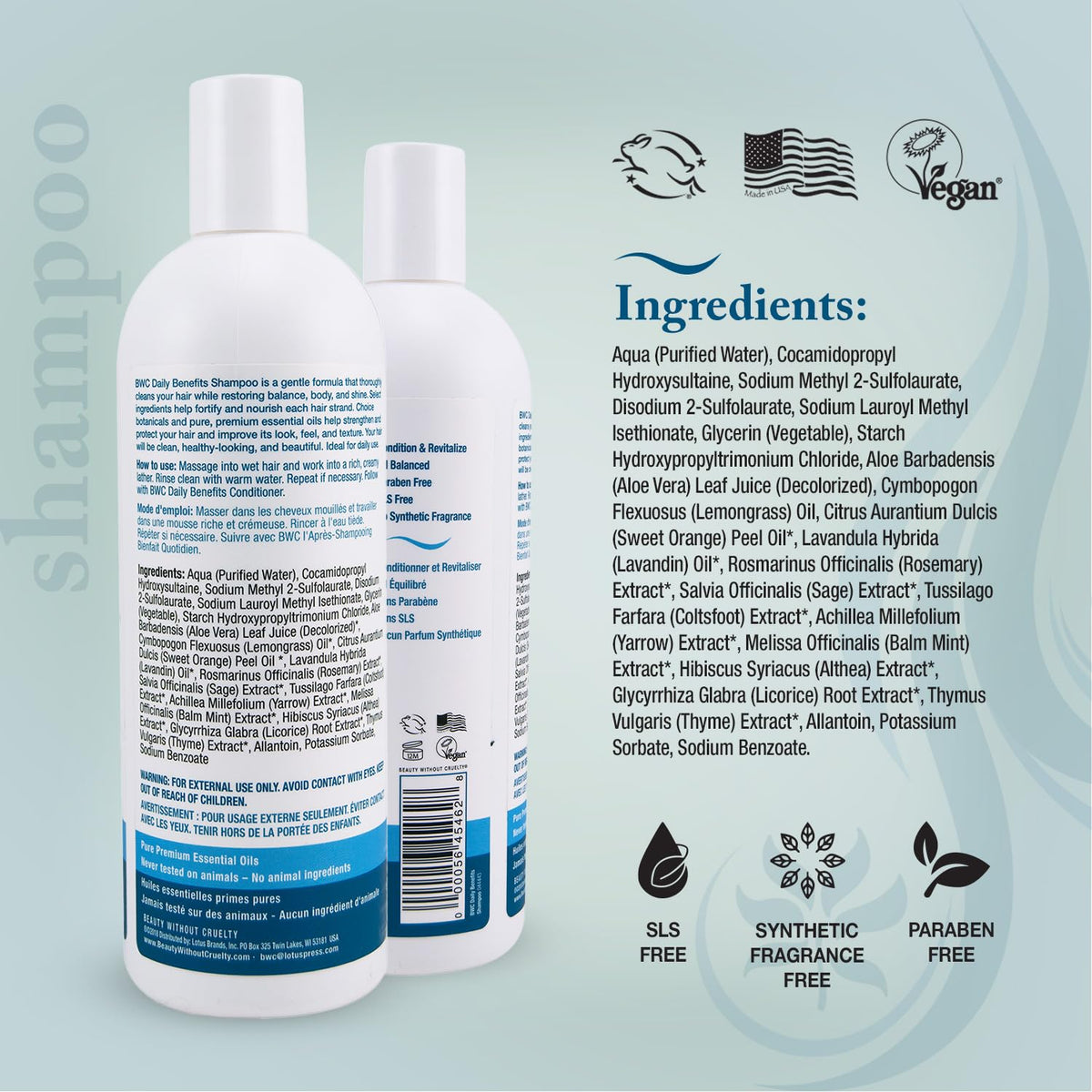 Beauty Without Cruelty Shampoo-Daily Benefits 16 oz Liquid