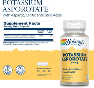 Solaray Potassium Asporotate Supplement, 99 mg | 200 Count