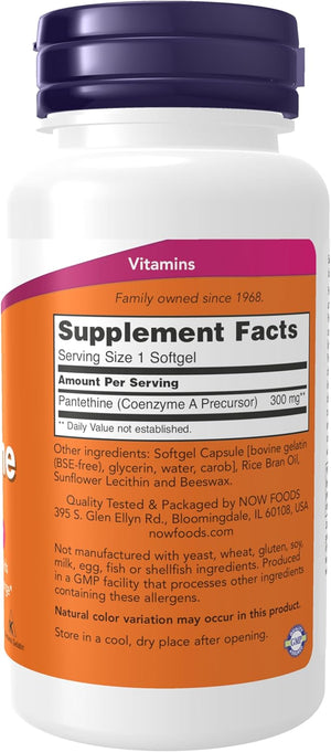 NOW Foods Supplements, Pantethine (Coenzyme A Precursor) 300 mg, Cardiovascular Health*, 60 Softgels