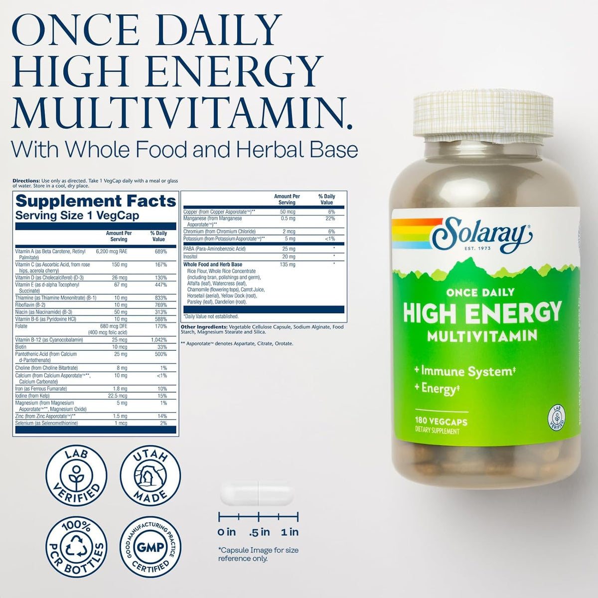 Solaray Once Daily High Energy 180 VegCaps