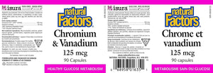 Natural Factors, Chromium & Vanadium 125 mcg, Supports Healthy Metabolism, 90 capsules