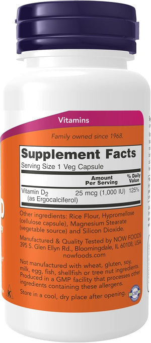 NOW Supplements, Vitamin D 1,000 IU Dry, High Potency, Strong Bones*, Structural Support*, 120 Veg Capsules…