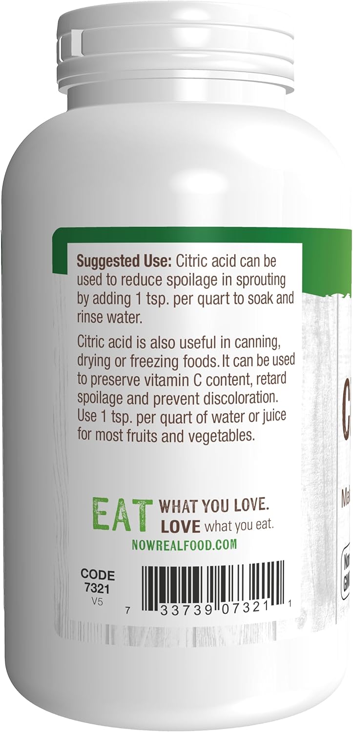 NOW Foods, Citric Acid, Sprouting Aid, Great Substitute for Salt, Preservative Found in Citrus Fruits, 1-Pound