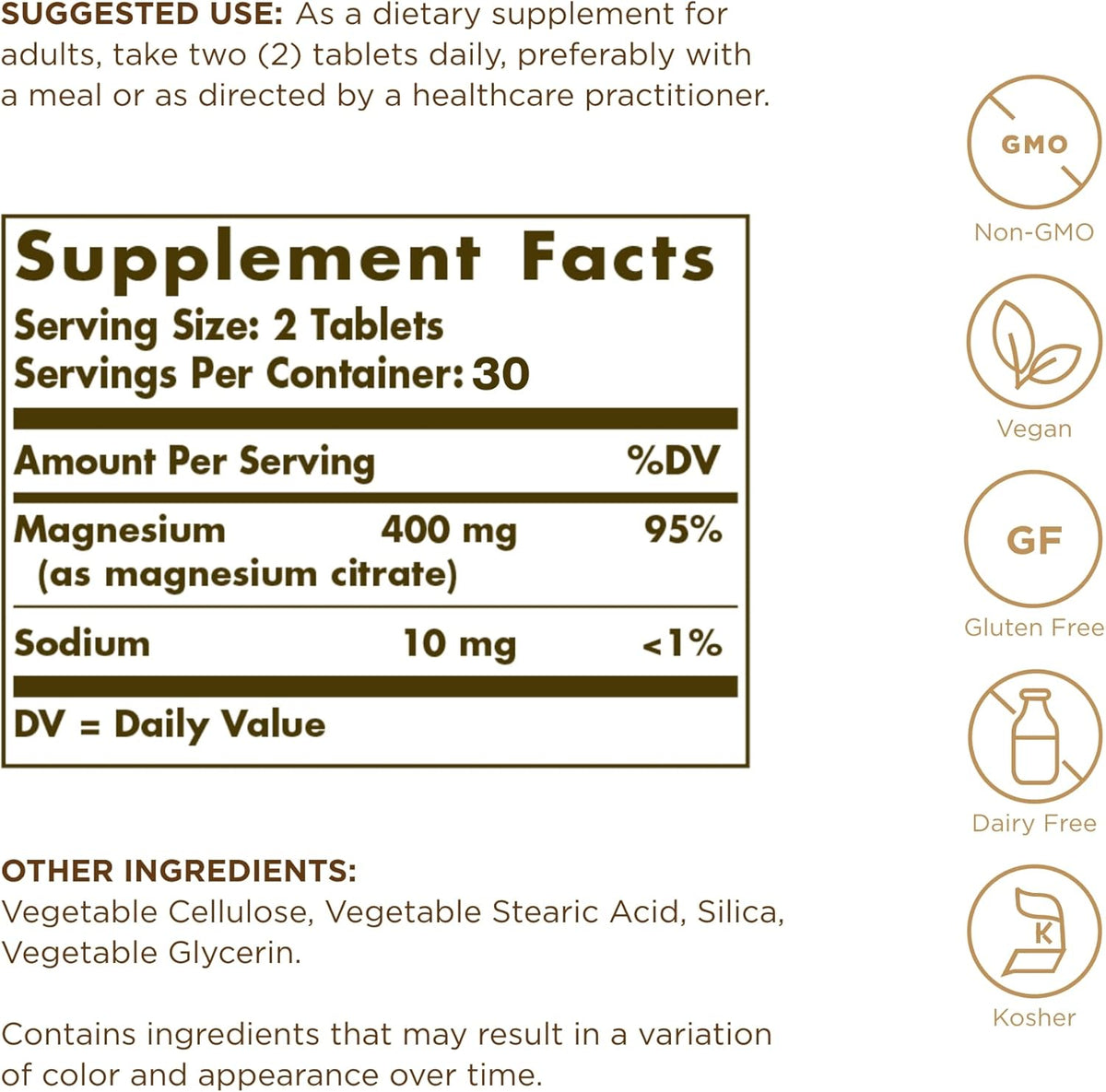 Solgar Magnesium Citrate, 60 Tablets