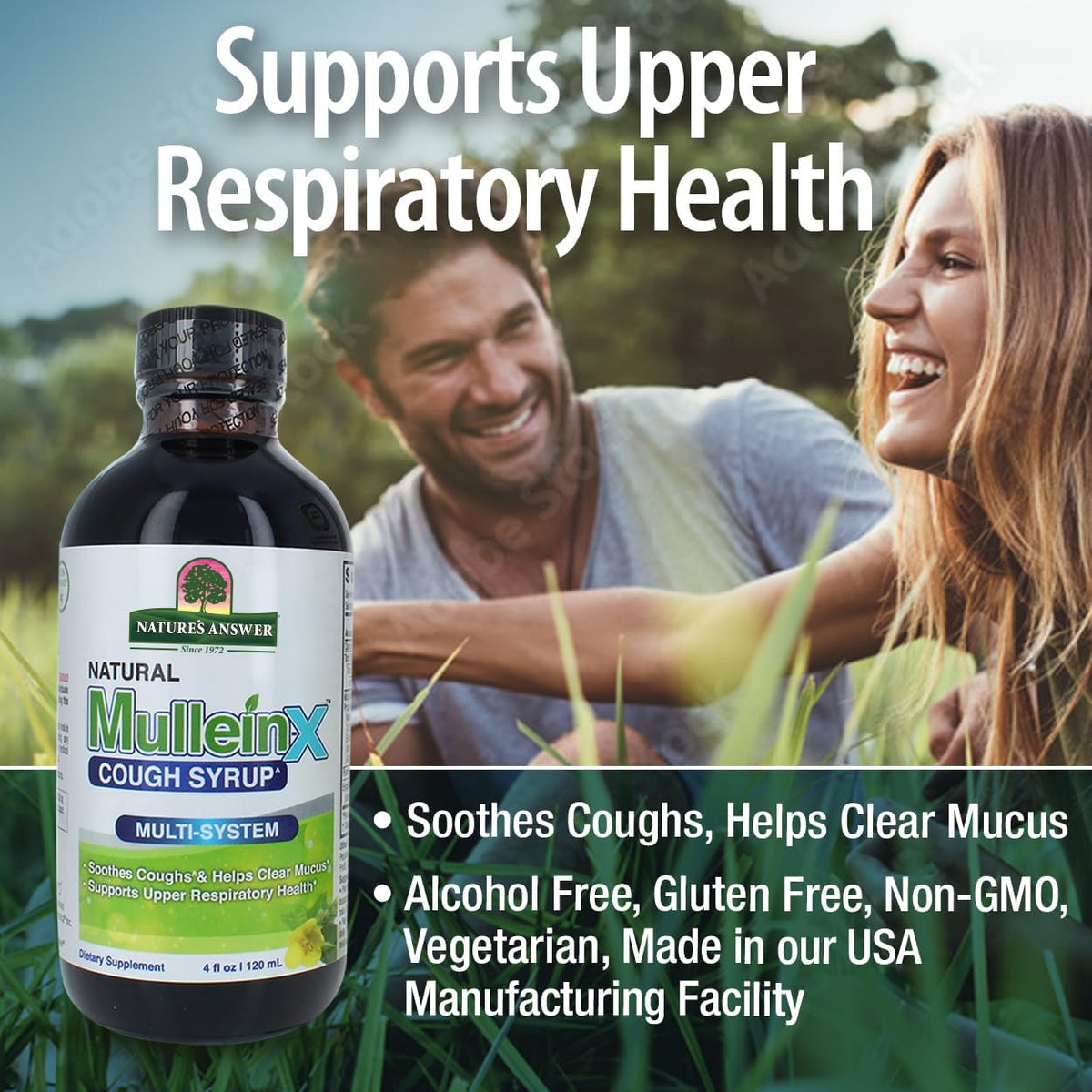 Nature&#39;s Answer Mullein-X Multi System Cough Syrup 4 Ounce | Soothes Coughs &amp; Clears Mucus | Respiratory Support | Non GMO Gluten Free