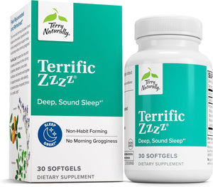 Terry Naturally Terrific Zzzz - Sleep Supplement for Adults - Dietary Supplement with Mandarin, Lemon Balm & Lavender - Non-GMO Relaxation & Sleep Relief Aid - 30 Softgels