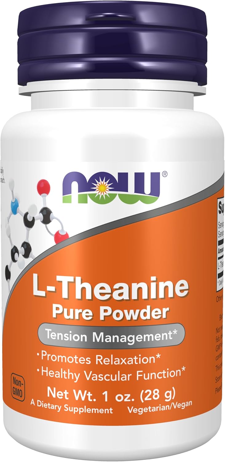NOW Foods Supplements, L-Theanine Pure Powder, Tension Management*, Amino Acid, 1-Ounce