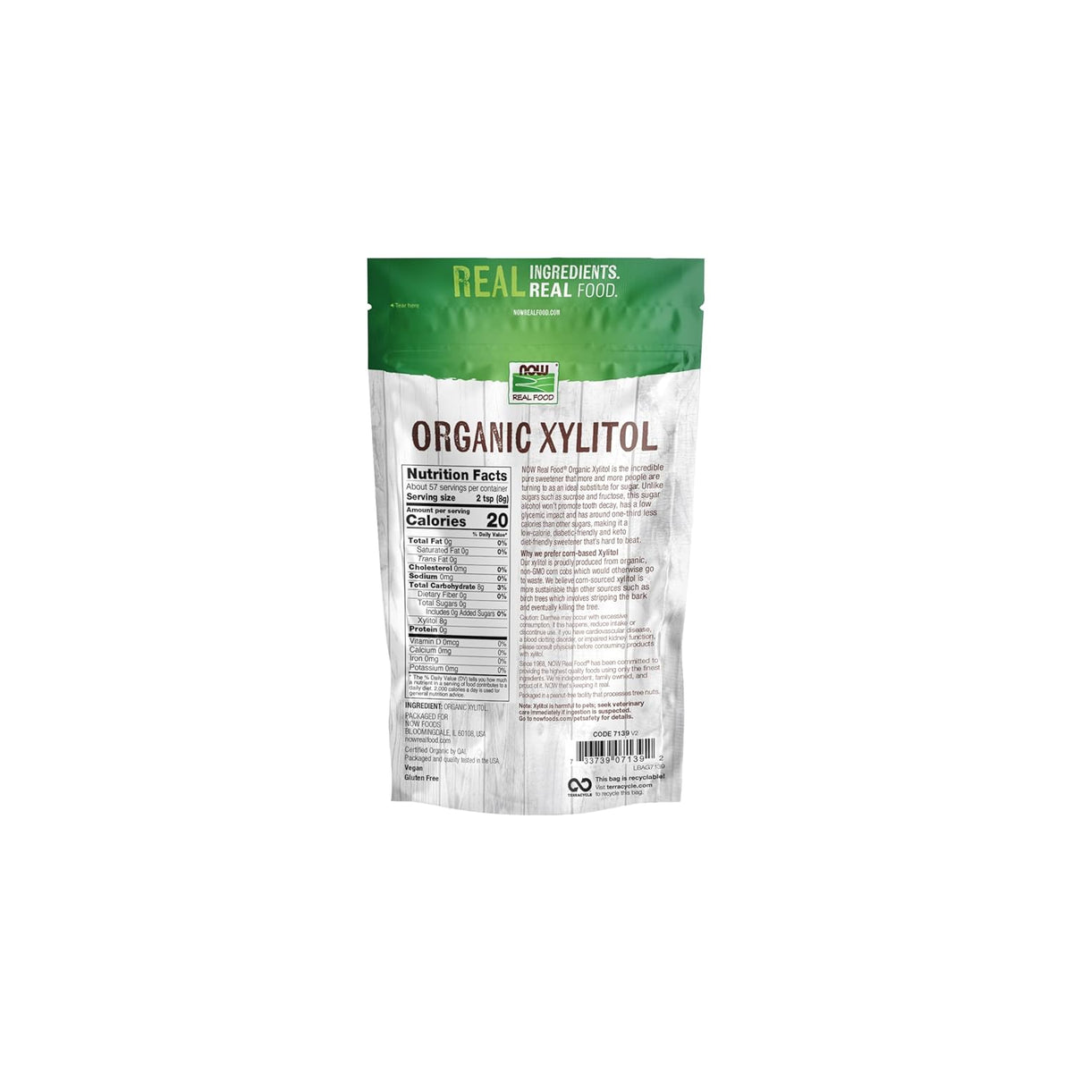 NOW Foods, Organic Xylitol, Pure with No Added Ingredients, Keto-Friendly, Low Glycemic Impact, Low Calorie, 1-Pound