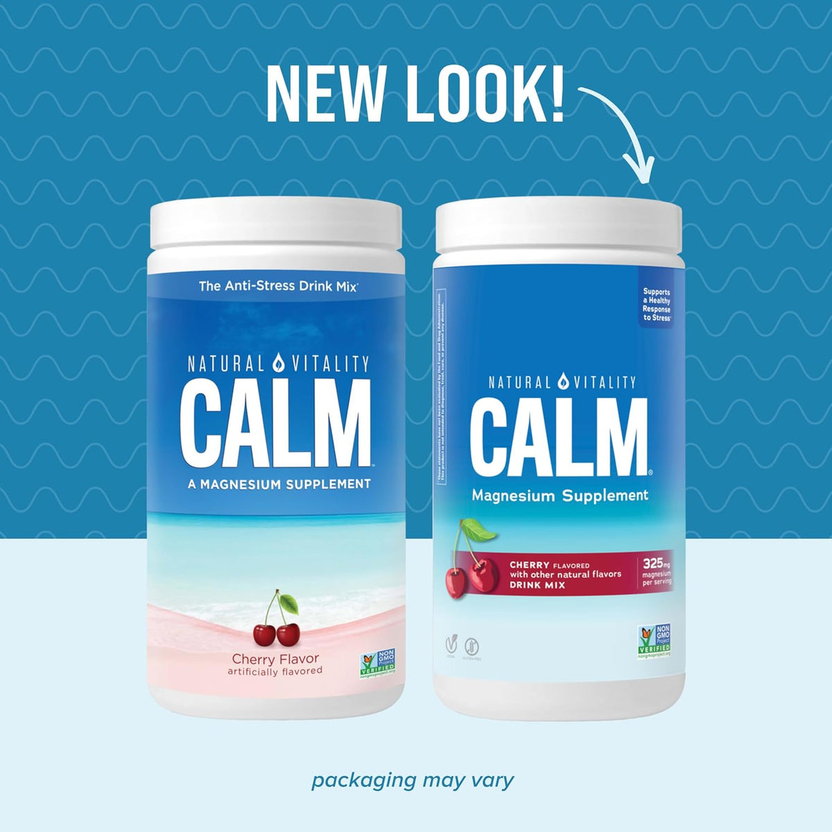 Natural Vitality Calm, Magnesium Supplement, Anti-Stress Drink Mix Powder, Gluten Free, Vegan, &amp; Non-GMO, Cherry, 16 oz