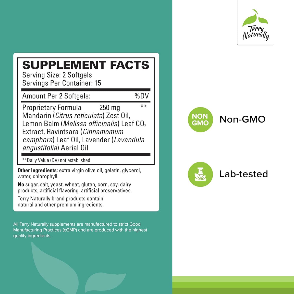 Terry Naturally Terrific Zzzz - Sleep Supplement for Adults - Dietary Supplement with Mandarin, Lemon Balm & Lavender - Non-GMO Relaxation & Sleep Relief Aid - 30 Softgels