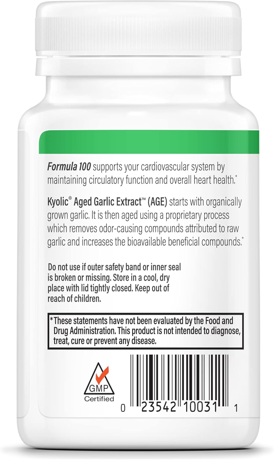 Kyolic Aged Garlic Extract Formula 100, Original Cardiovascular, 100 Tablets