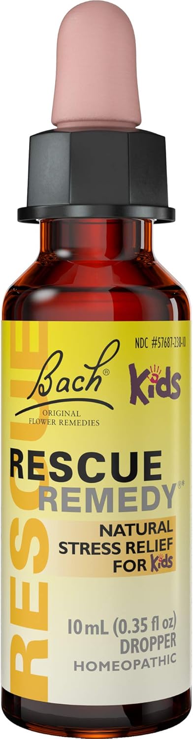 Bach RESCUE REMEDY KIDS Dropper 10mL, Natural Stress Relief, Homeopathic Flower Essence, Vegan, Gluten &amp; Sugar-Free, Kid-friendly, Non-alcohol Formula