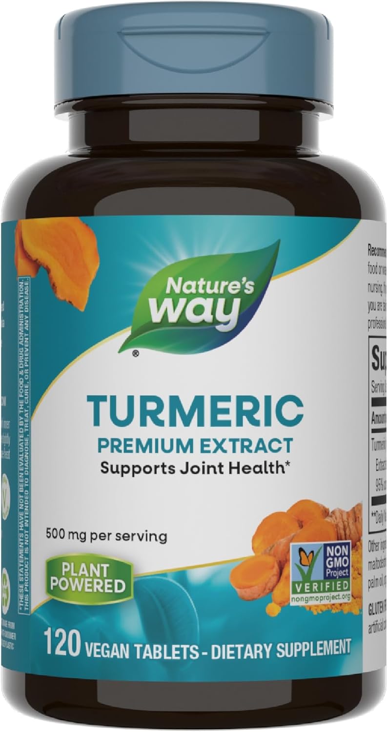 Nature's Way Turmeric Premium Extract - Supports Joint Health* - Non-GMO Project Verified - 500 mg per Serving - Joint Supplement Turmeric Tablets* - Gluten Free - 120 Tablets
