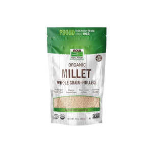 NOW Foods, Organic Millet, Gluten-Free, Whole Grain, Hulled, USA-Grown, 16-Ounce
