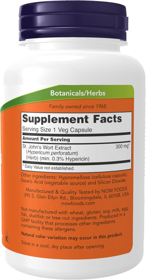 NOW Foods Supplements, St. John's Wort (Hypericum perforatum) 300 mg, Standardized Extract, 250 Veg Capsules