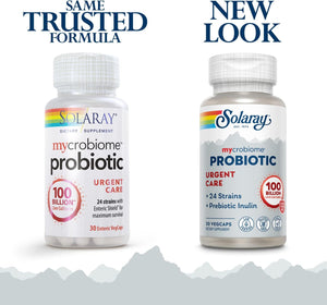 SOLARAY Mycrobiome Probiotic Urgent Care | Formulated to Support Healthy Digestion, Immune Function & More | 100 Billion CFU | 30 VegCaps