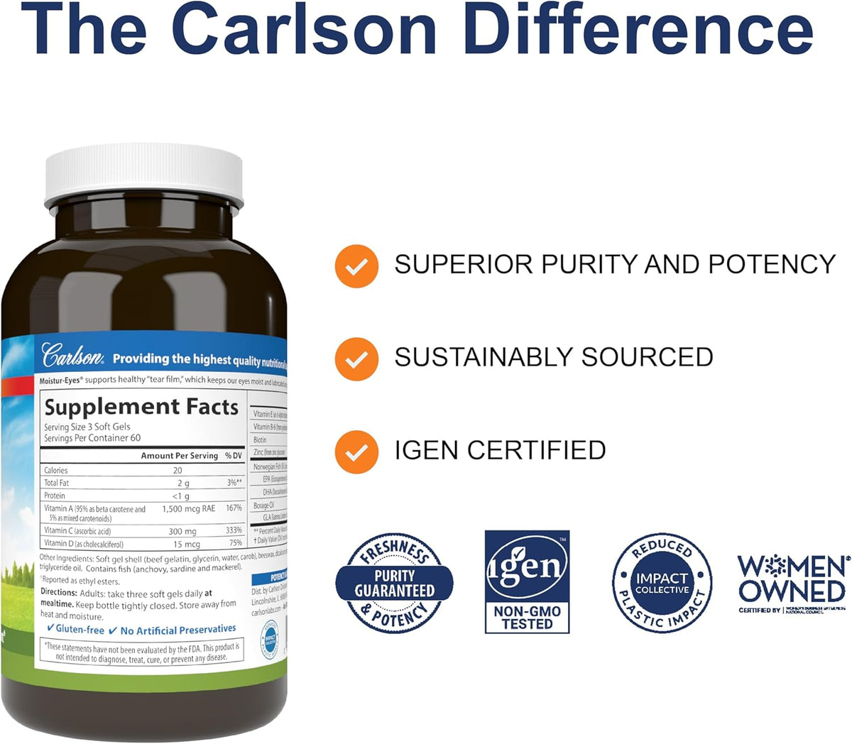 Carlson Moistur-Eyes®, 180 Softgels