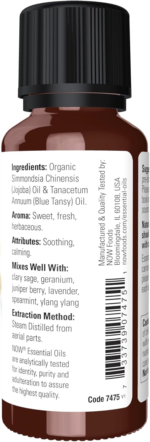 NOW Foods Essential Oils, Blue Tansy Oil Blend, Soothing and Calming with a Sweet and Fresh Aroma, 1-Ounce