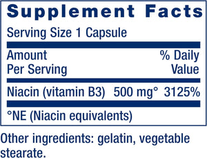 Life Extension Vitamin B3 Niacin 500 mg – Niacin (Vitamin B3), Supports Heart Health, Promotes cellular energy production – Gluten-Free, Non-GMO – 100 Capsules