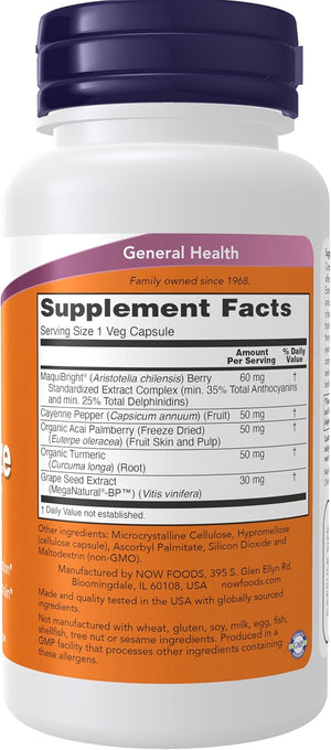 NOW Supplements, Eye Moisturize with MaquiBright®, Ocular Health*, Promotes Healthy Tear Production*, Defense Against Normal Eyestrain*, 60 Veg Capsules