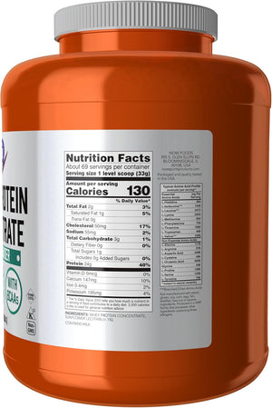 NOW Foods Sports Nutrition, Whey Protein Concentrate, 24 G With BCAAs, Unflavored Powder, 5-Pound