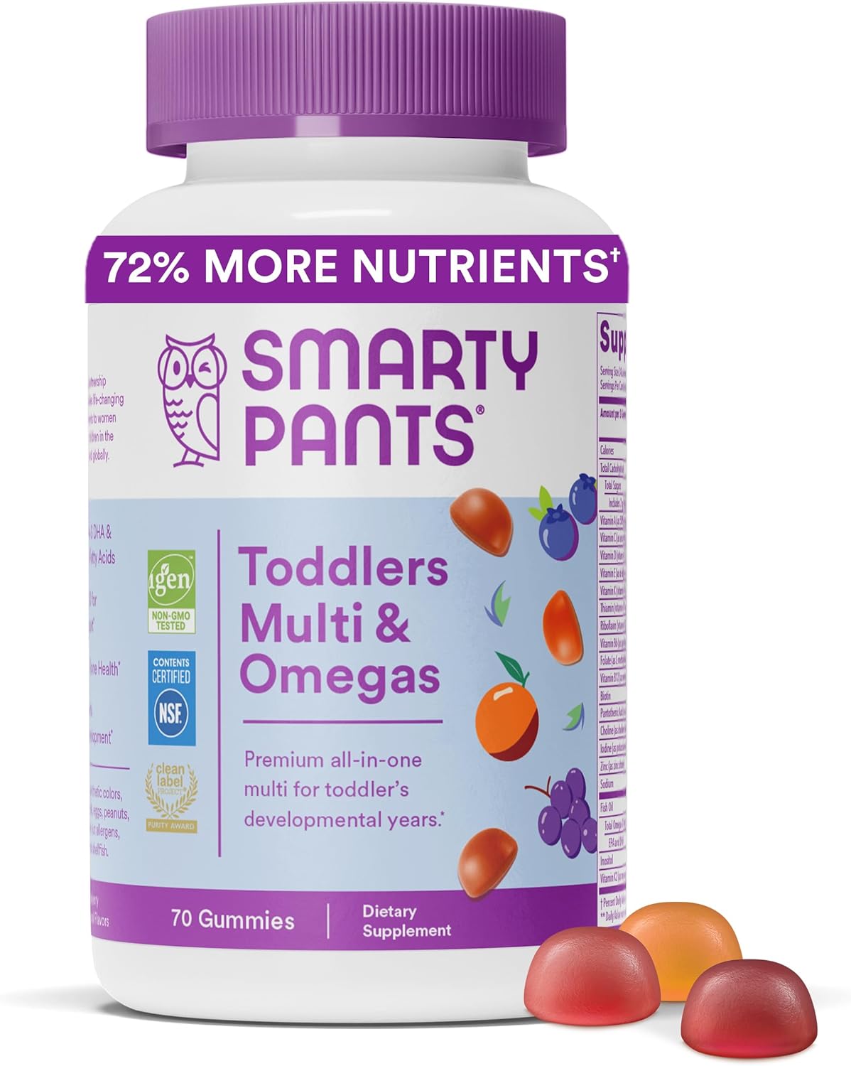 SmartyPants Toddler Multi &amp; Omega 3 Fish Oil Gummy Vitamins with D3, C &amp; B12 - 70 ct