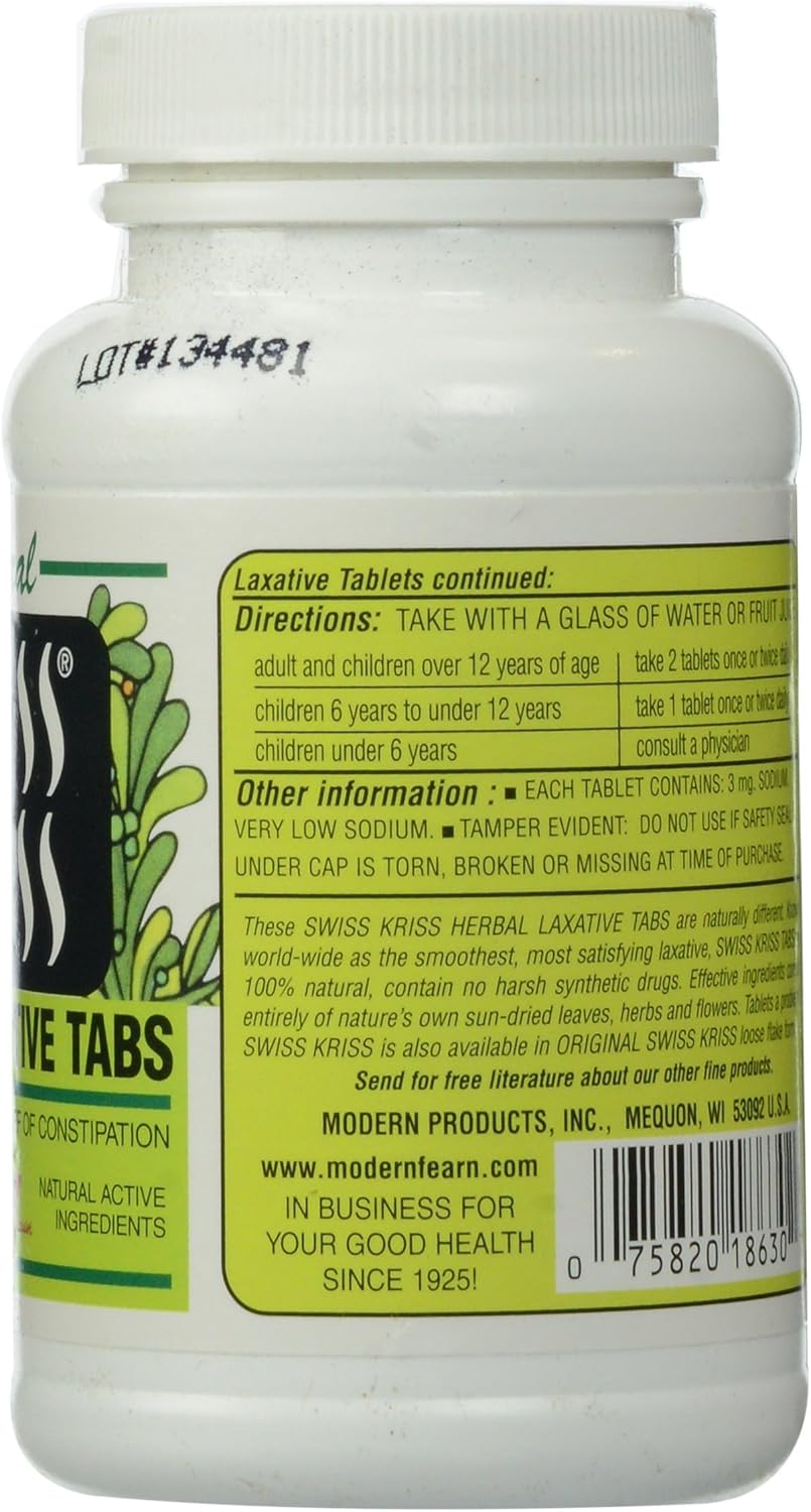 Natural Swiss Kriss Herbal Laxative, 250 Tablets
