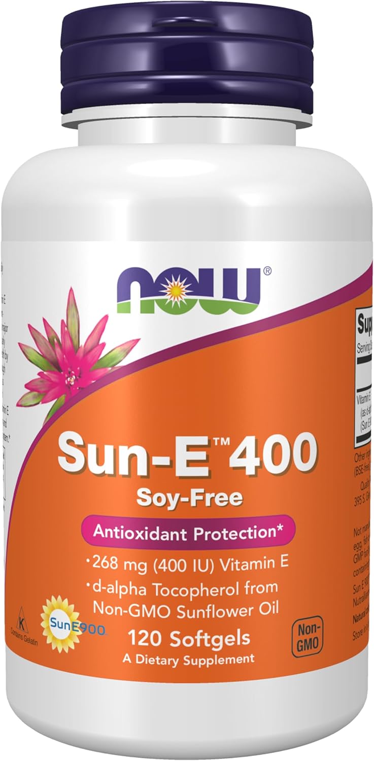 NOW Foods Supplements, Sun-E™ 400 IU with d-alpha Tocopherol from Non-GMO Sunflower Oil, 120 Softgels