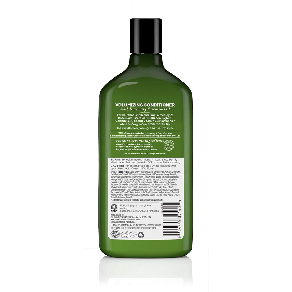Avalon Organics Rosemary Conditioner - Volumizing Haircare to Reinforce Full, Healthy Looking Volume, 11 Oz