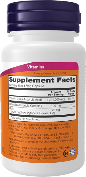 NOW Foods Supplements, Vitamin C-1,000 with Rose HIPS & Bioflavonoids, Antioxidant Protection*, 30 Veg Capsules