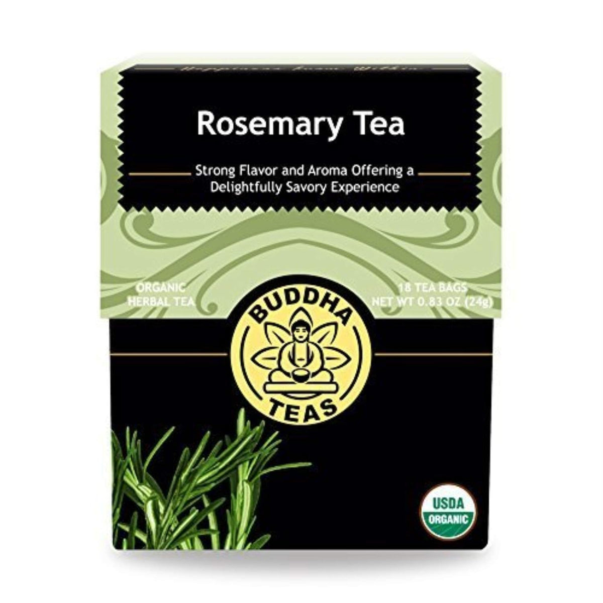 Buddha Teas Organic Rosemary Tea - OU Kosher, USDA Organic, CCOF, 18 Bleach-Free Tea Bags