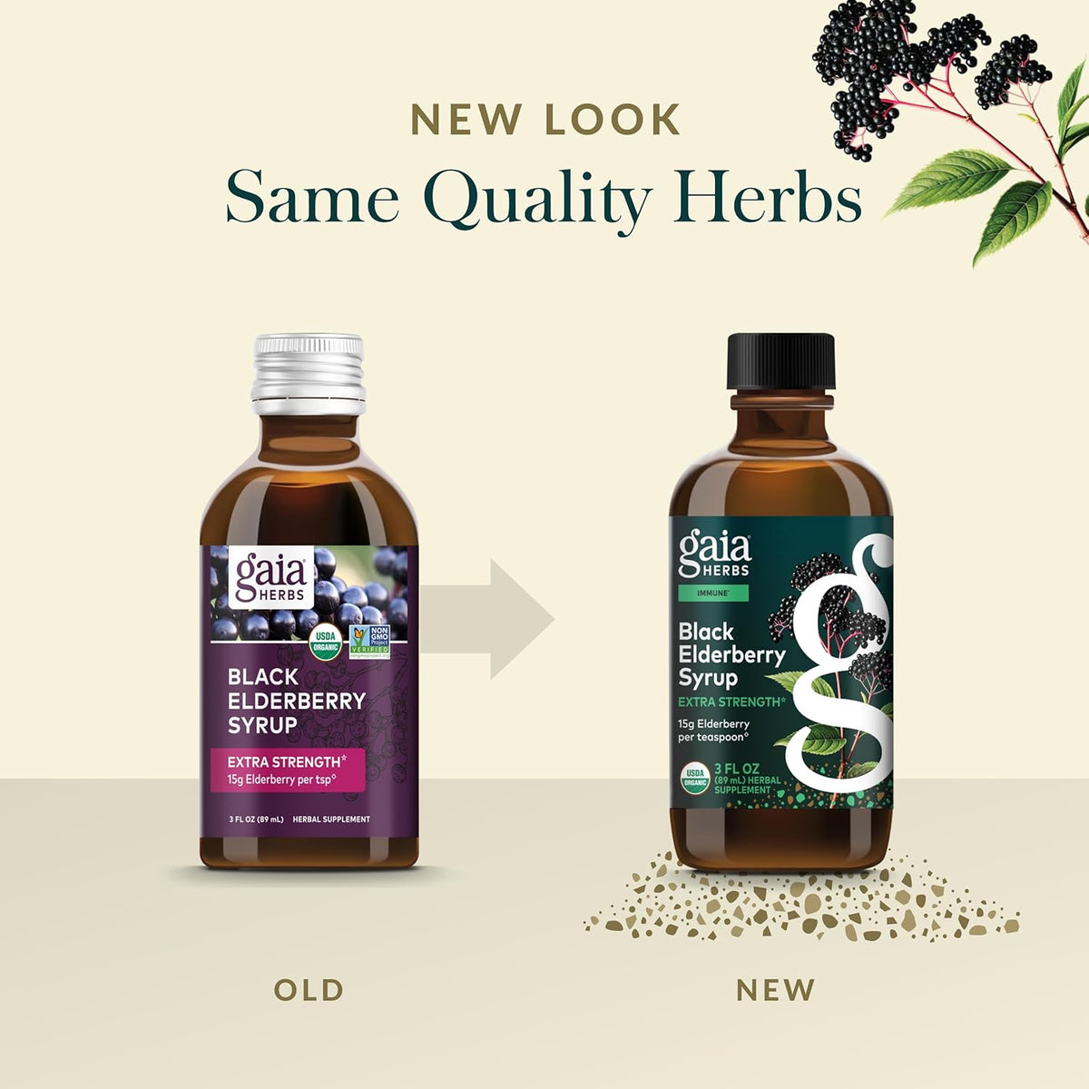 Gaia Herbs Black Elderberry(Sambucus Nigra) Syrup Extra Strength-Immune Support Supplement-Made with Organic Black Elderberries for Immune System-USDA Certified Organic Formula-3 Fl Oz(18-Day Supply)