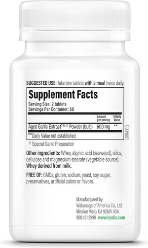 Kyolic Aged Garlic Extract Formula 100, Original Cardiovascular, 100 Tablets