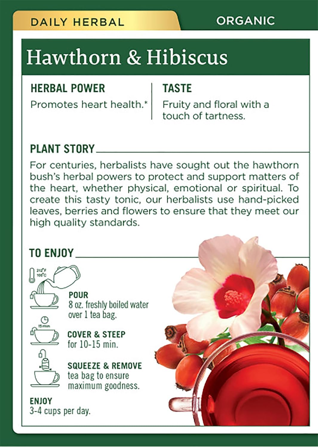 Traditional Medicinals Organic Hawthorn with Hibiscus, 16 Tea Bags