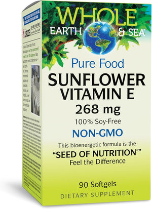 Whole Earth & Sea Sunflower Vitamin E 268 mg, Soy-Free, 90 Softgels