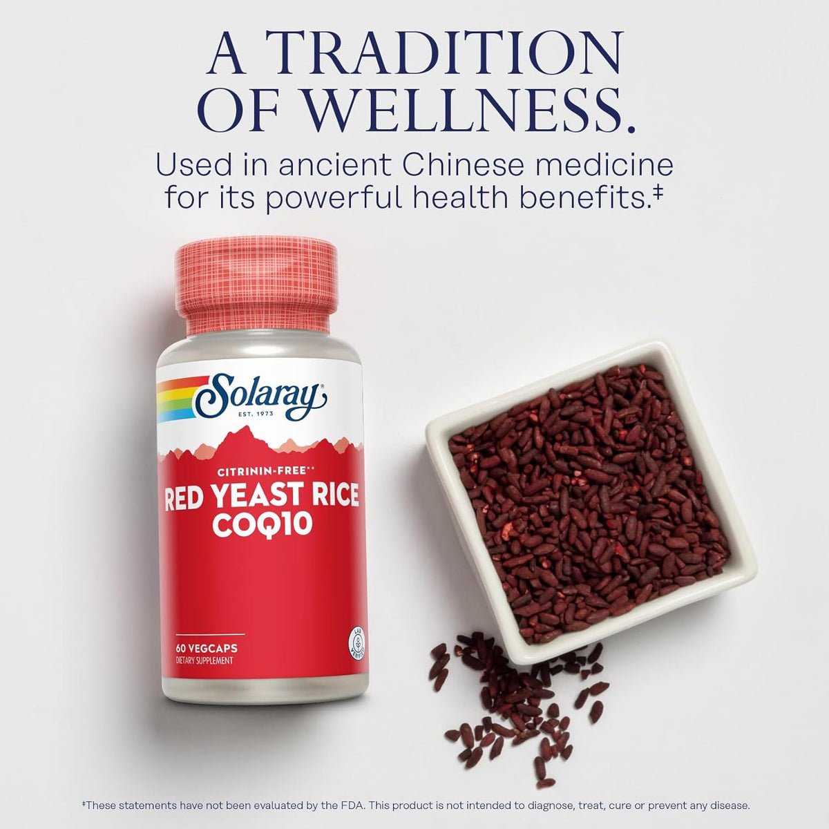 SOLARAY Red Yeast Rice Plus CoQ-10 &amp; No-Flush Niacin Vitamin B-3, Healthy Heart &amp; Cardiovascular Support, Non-Irradiated &amp; Citrinin Free, 60 Day Money Back Guarantee, 60 Servings, 60 VegCaps