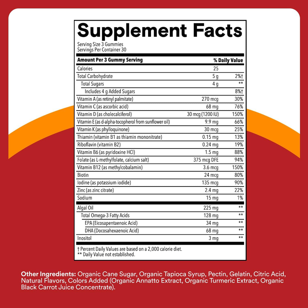 SmartyPants Multivitamin for Men & Women - Improved Formula: Multivitamin Gummies with Omega 3 (DHA/EPA), Vitamin D3, C, Vitamin B12, B6, A, K & Zinc, Biotin, Gluten Free, 90 Count (30 Day Supply)