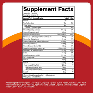 SmartyPants Multivitamin for Men & Women - Improved Formula: Multivitamin Gummies with Omega 3 (DHA/EPA), Vitamin D3, C, Vitamin B12, B6, A, K & Zinc, Biotin, Gluten Free, 90 Count (30 Day Supply)