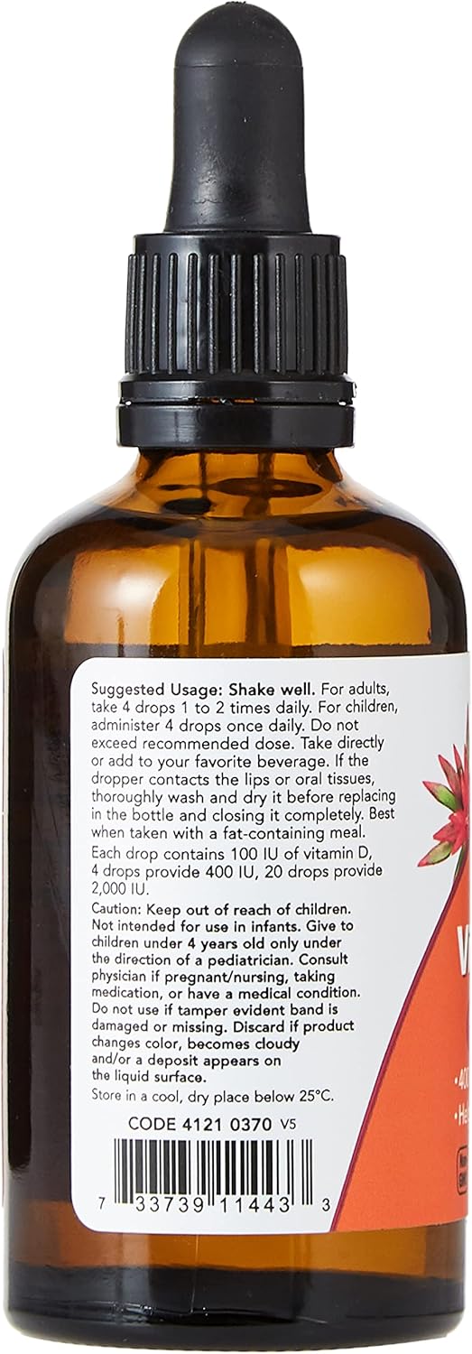 NOW Foods Supplements, Liquid Vitamin D-3, Strong Bones*, Structural Support*, 2-Ounce