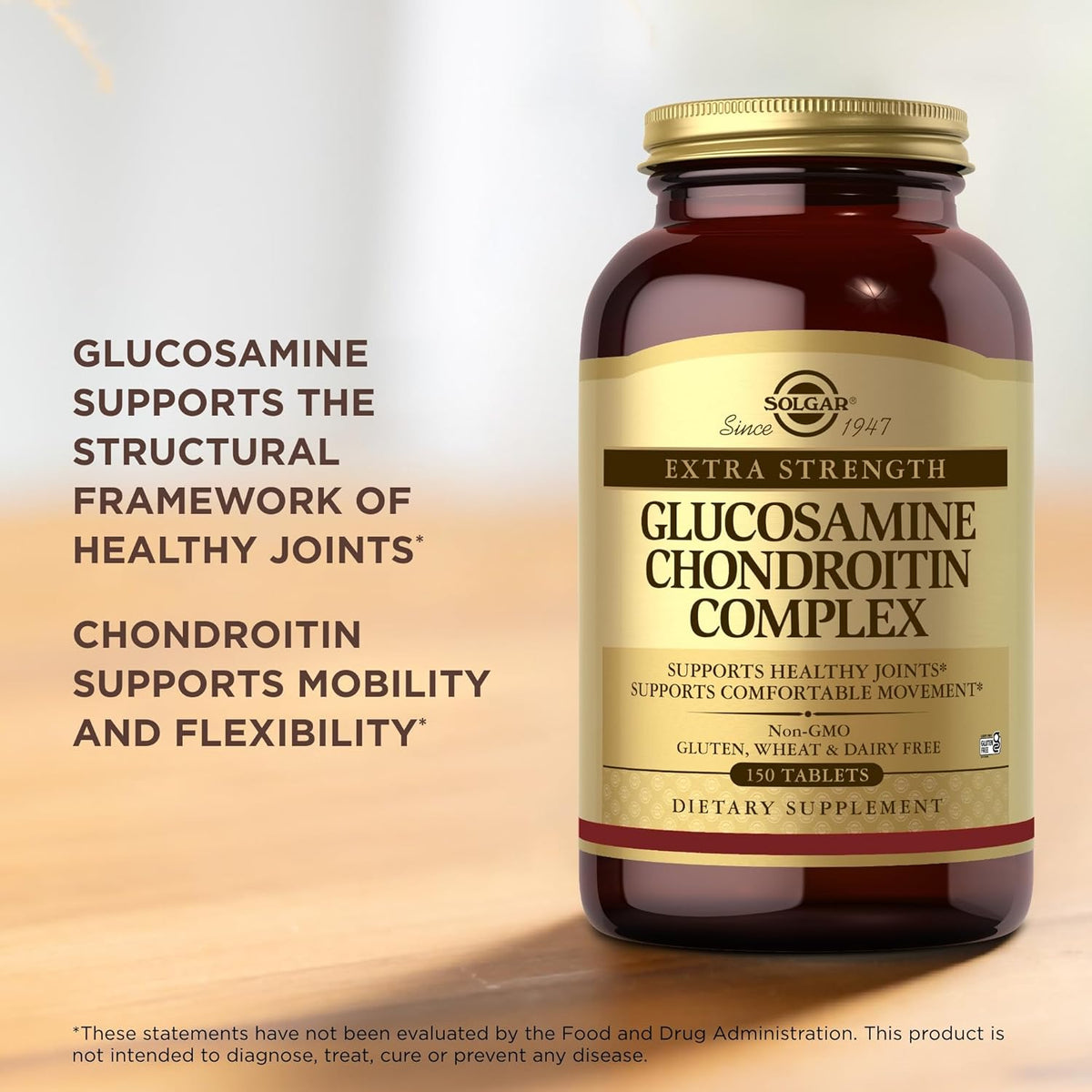 Solgar Extra Strength Glucosamine Chondroitin Complex - 150 Tablets - Supports Healthy Joints &amp; Comfortable Movement - Non-GMO, Gluten Free, Dairy Free - 50 Servings